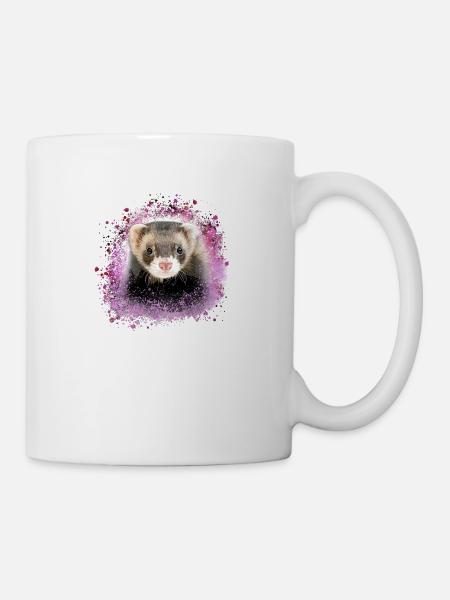 frettchen,rosa,graffiti,iltis - Tasse - Weiß