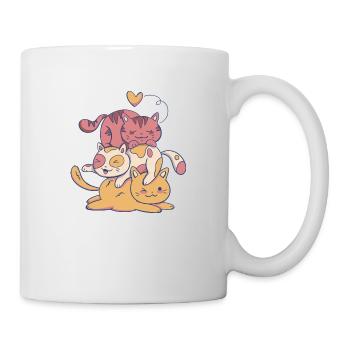 Katzen Kätzchen Berg Herz Stapel Fellnase - Tasse - Weiß - Rechts