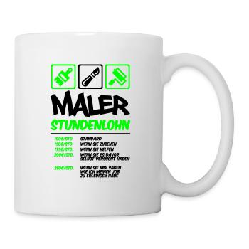 Farbe änderbar | Maler Stundenlohn - Tasse - Weiß - Rechts