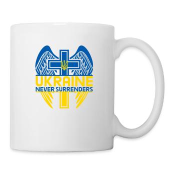 UKRAINE Never Surrenders The cross Ukrainian Flag - Mug blanc - blanc - Droite