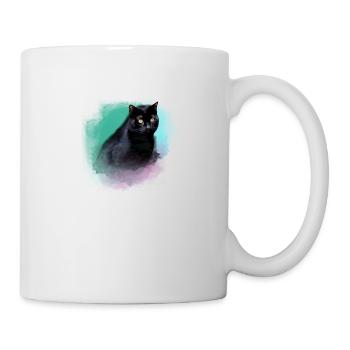 katze,siamkatze,schwarze katze,aquarell ,bunt - Tasse - Weiß - Rechts