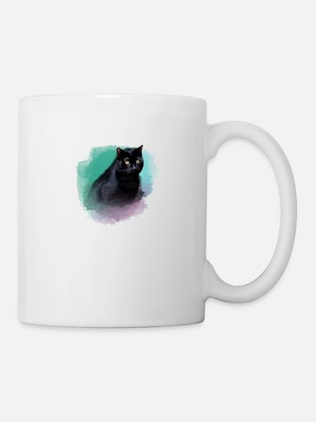 katze,siamkatze,schwarze katze,aquarell ,bunt - Tasse - Weiß