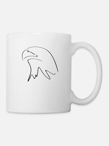 Adlerkopf Line Art - Minimalistisch - Tasse - Weiß
