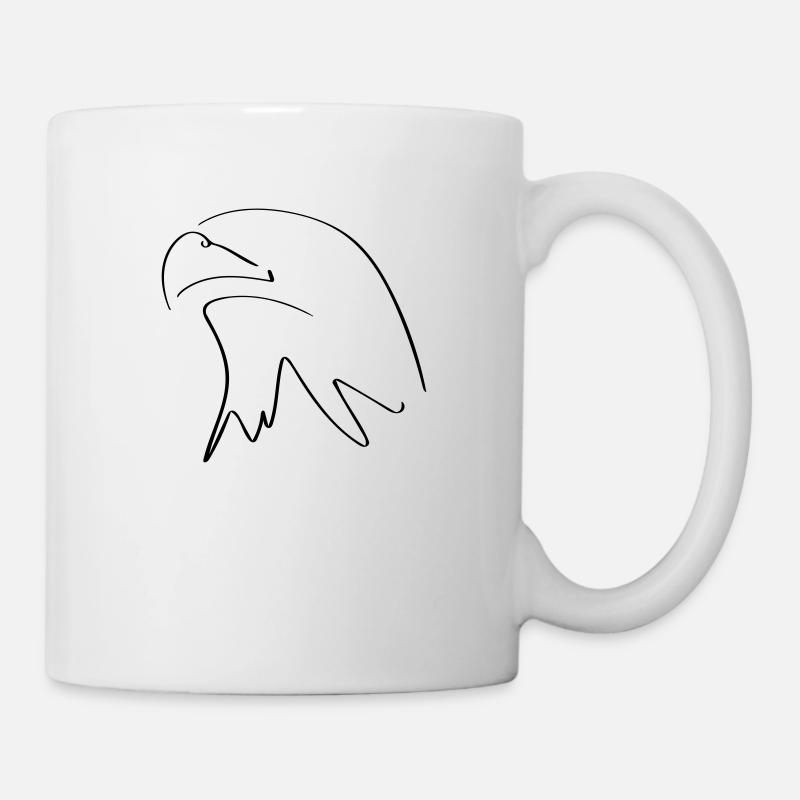 Adlerkopf Line Art - Minimalistisch - Tasse - Weiß