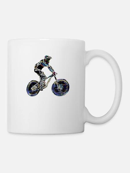 Mountainbiken bergab - Tasse - Weiß