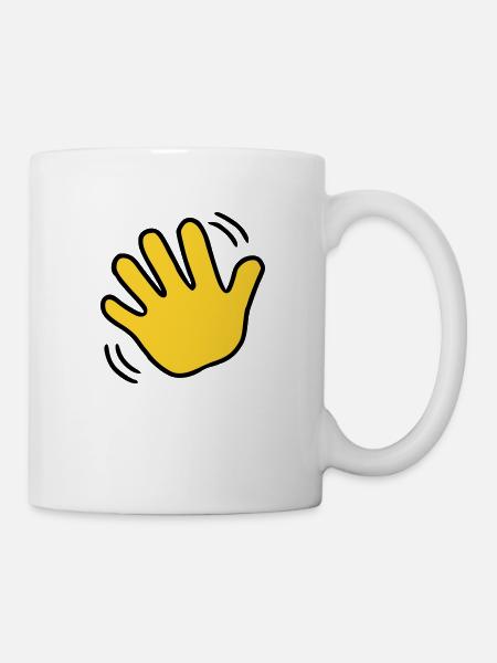 Emoji winken Skizze Farbe - Tasse - Weiß