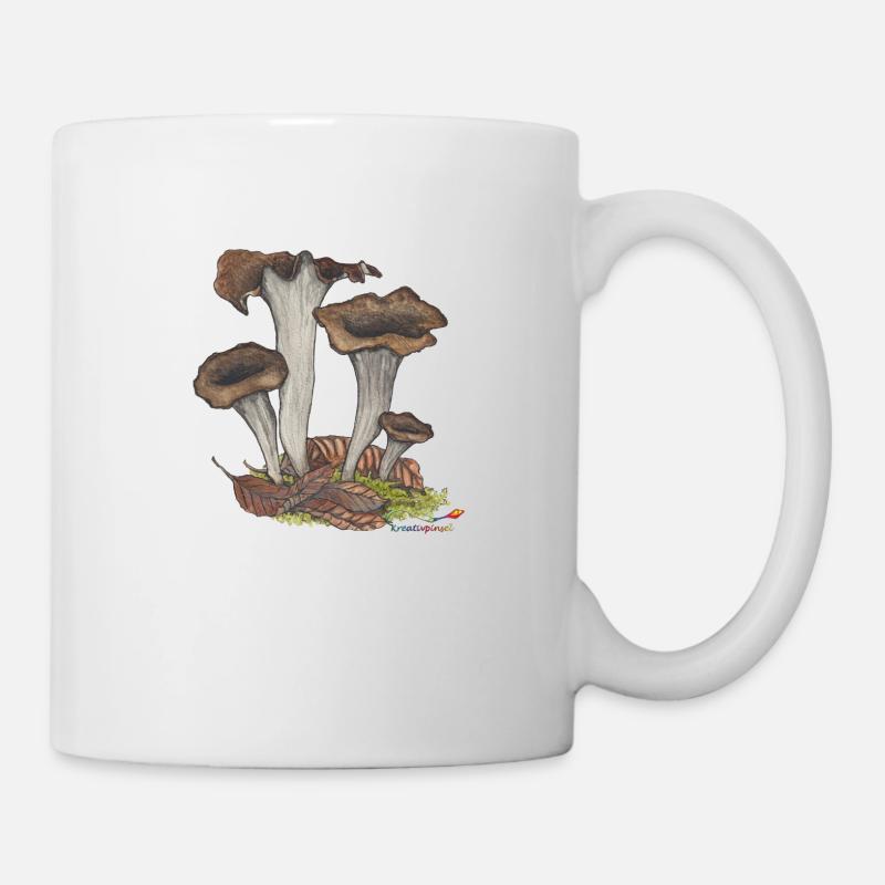 Herbst- oder Totentrompete, ein Pilz - Tasse - Weiß