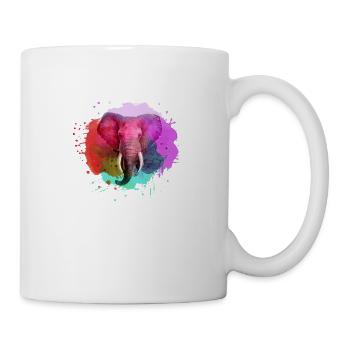 éléphant, rose, coloré, peinture, coloré, aquarelle, graffiti - Mug blanc - blanc - Droite
