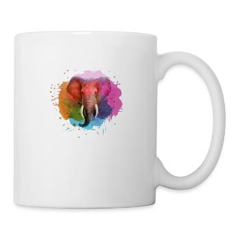 éléphant, bleu, coloré, peinture, coloré, aquarelle, graffiti - Mug blanc - blanc - Droite