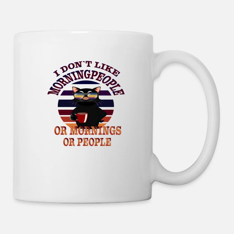 Morgenmuffel Kaffee Katze Motiv - Tasse - Weiß