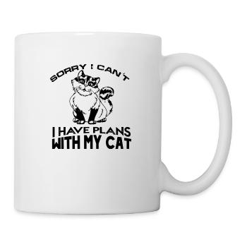 sorry i cant i have plans with my cat - Mug - white - Right
