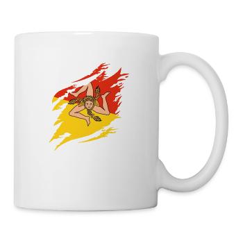 Drapeau de la Sicile Italie Palerme Trinacria Italia - Mug blanc - blanc - Droite
