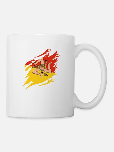 Drapeau de la Sicile Italie Palerme Trinacria Italia - Mug blanc - blanc