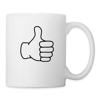 Emoji Daumen hoch Skizze schwarz - Tasse - Weiß - Rechts