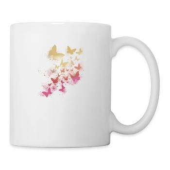 Papillons, aquarelle, coloré, peinture, graffiti - Mug blanc - blanc - Droite