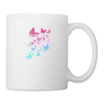 Papillons, aquarelle, coloré, peinture, graffiti - Mug blanc - blanc - Droite