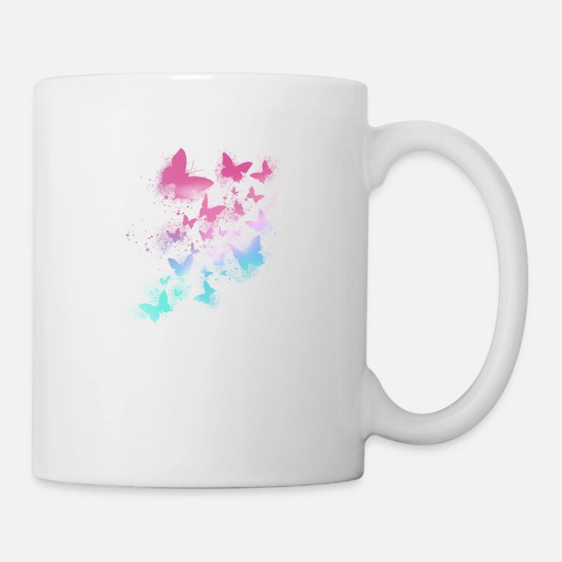Schmetterlinge, Aquarell, bunt,malerei, graffiti - Tasse - Weiß