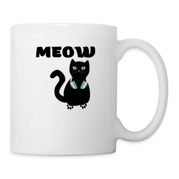 Katze mit Kopfhörern black cat Kätzchen Musik meow - Tasse - Weiß - Rechts