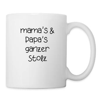mama papa Eltern stolz Kinder babys Schrift - Tasse - Weiß - Rechts