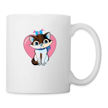Katze im Herz - Tasse - Weiß - Rechts