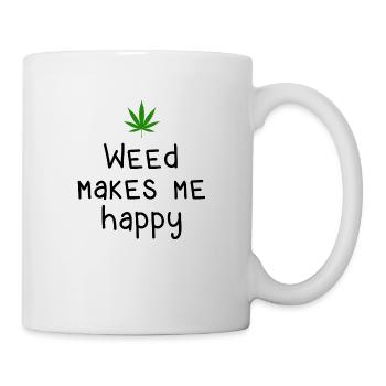 l’herbe me rend heureux cannabis marijuana - Mug blanc - blanc - Droite