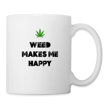 l’herbe me rend heureux cannabis marijuana - Mug blanc - blanc - Droite