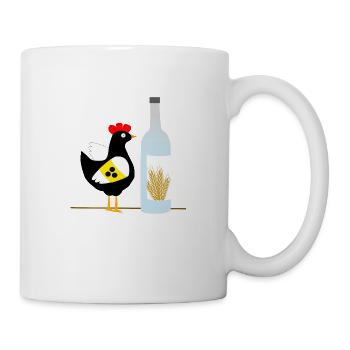 Auch ein blindes Huhn findet 1 Korn schw weiß - Tasse - Weiß - Rechts