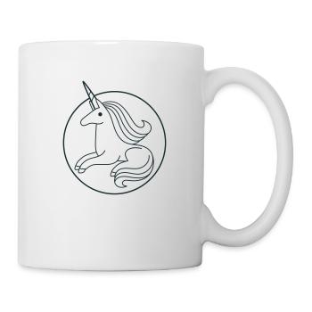 Kreisförmig sitzendes Einhorn - Tasse - Weiß - Rechts