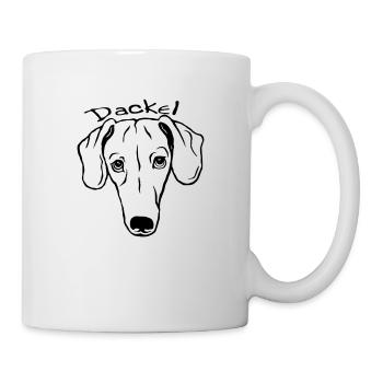 Dackel mit Schriftzug - Tasse - Weiß - Rechts