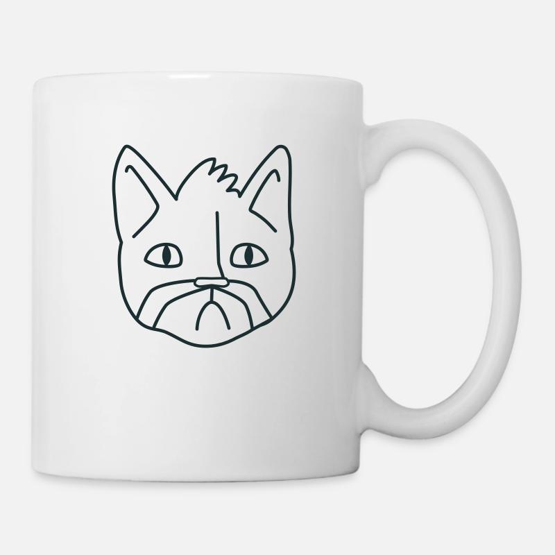Unglückliche Schnurrbart Katze Katze - Tasse - Weiß