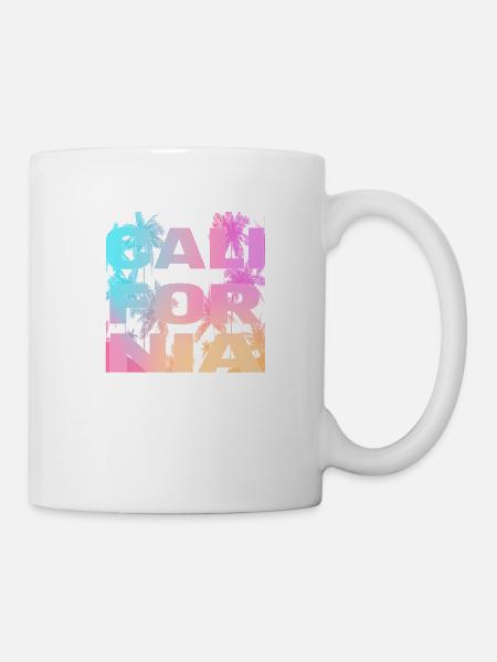California Colorfull Palmen Shirt - Tasse - Weiß