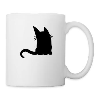 Silhouette süße kleine Katze - Tasse - Weiß - Rechts