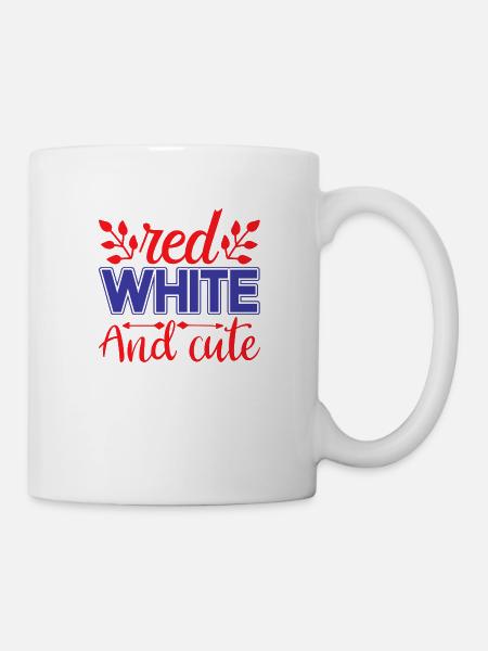 Rotweiß und niedlich - Tasse - Weiß