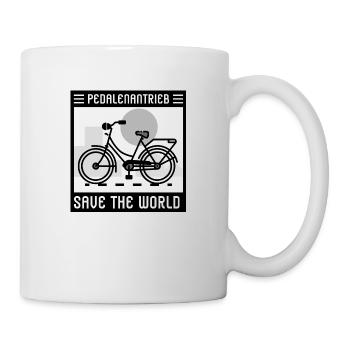 Save the World mit Pedalenantrieb - Tasse - Weiß - Rechts