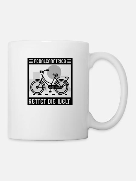 Rettet die Welt mit Pedalenantrieb - Tasse - Weiß