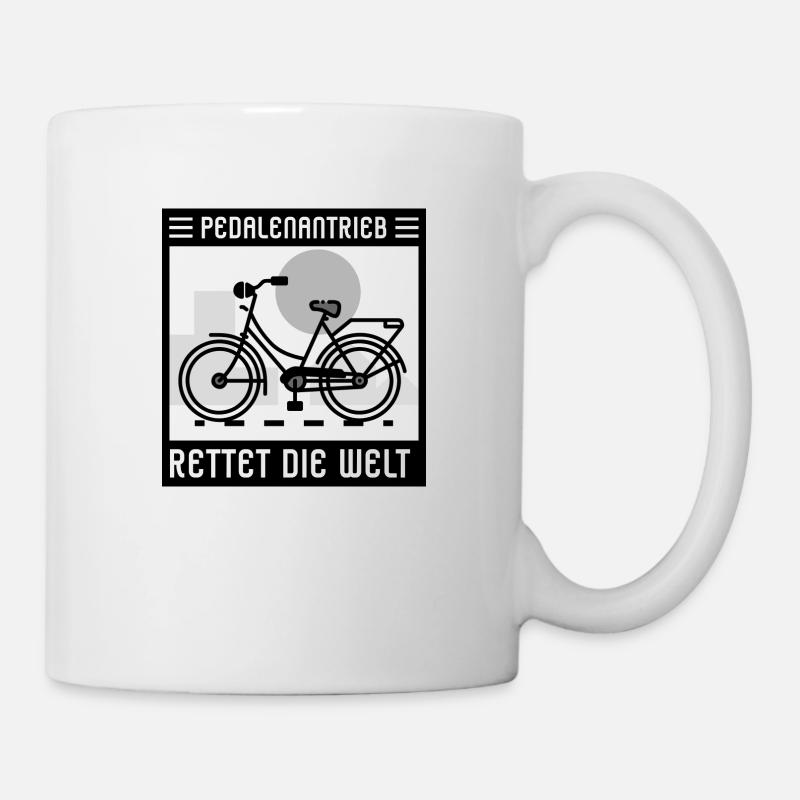 Rettet die Welt mit Pedalenantrieb - Tasse - Weiß