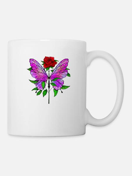 Butterfly and rose - Mug - white
