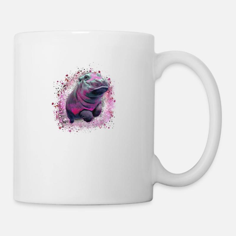 hippopotame, hippopotame, graffiti, peinture, bébé hippopotame, bébé - Mug blanc - blanc