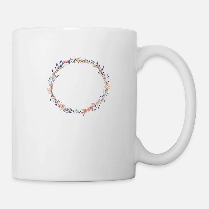 Fleurs des champs couronne boho personnalisable - Mug blanc - blanc
