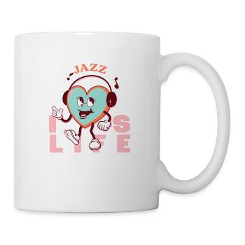 Jazz is Life Citation Cartoon Heart Casque Rétro - Mug blanc - blanc - Droite