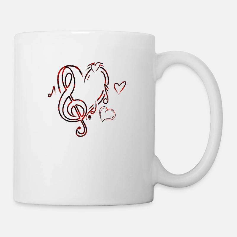 Musik Herz Rot - Tasse - Weiß