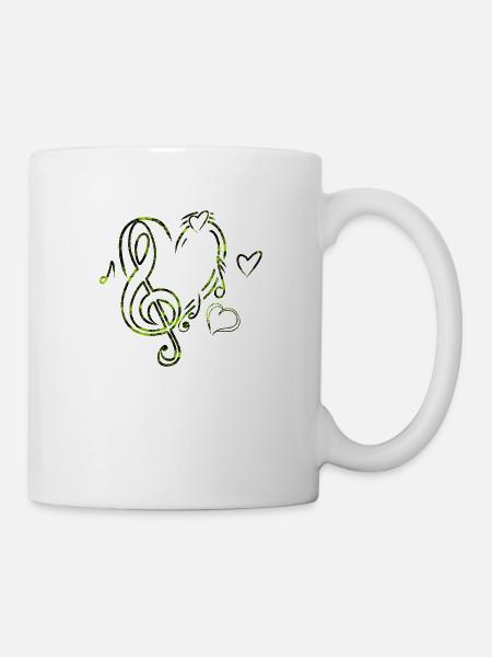 Musik Herz Hellgrün - Tasse - Weiß