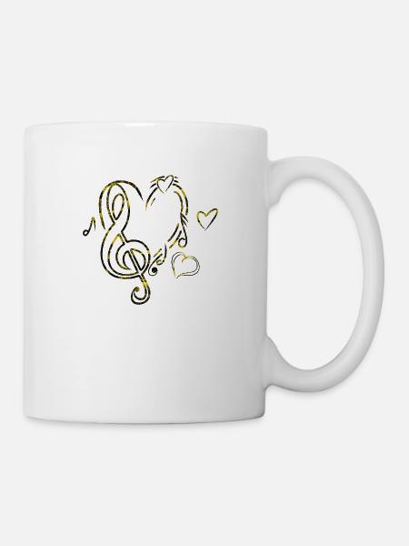 Musik Herz Gelb - Tasse - Weiß