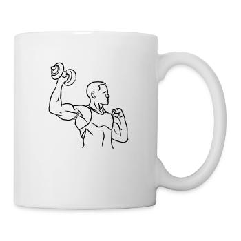 Fitness Outfit Hanteln Training Geschenkidee - Tasse - Weiß - Rechts