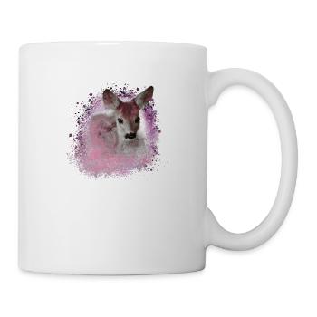 reh rosa,wild,kitz,graffiti,bambi,rehkitz,fohlen - Tasse - Weiß - Rechts