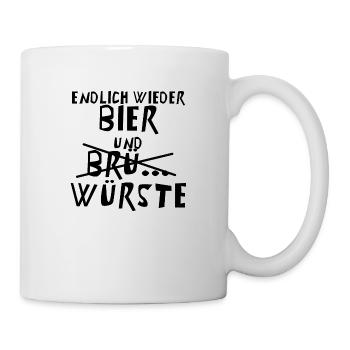 Endlich wieder Bier und Brü.. Würste | Party - Tasse - Weiß - Rechts