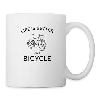 Life is better on a Bicycle, Rennrad - Tasse - Weiß - Rechts