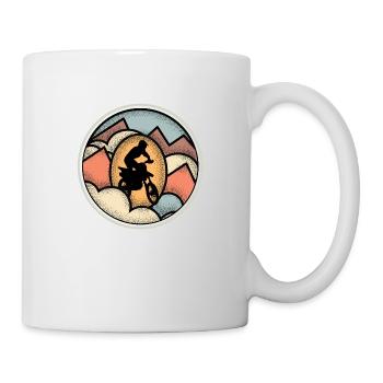 Retro bike avec montagne. Moto, motard. - Mug blanc - blanc - Droite
