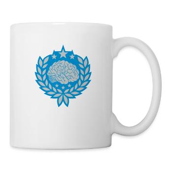 Lorbeerkranz Gehirn Sterne Wappen - Tasse - Weiß - Rechts