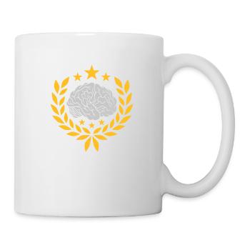 Gehirn Lorbeerkranz Sterne Wappen - Tasse - Weiß - Rechts